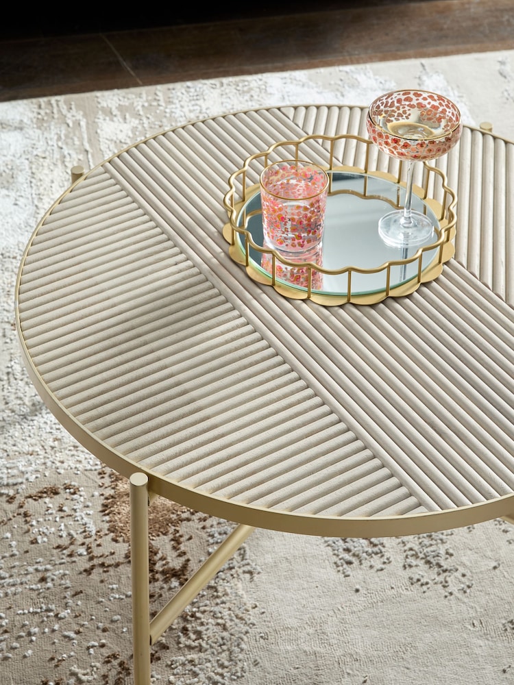 Grey Reeded Mango Wood Coffee Table - Image 2 of 6