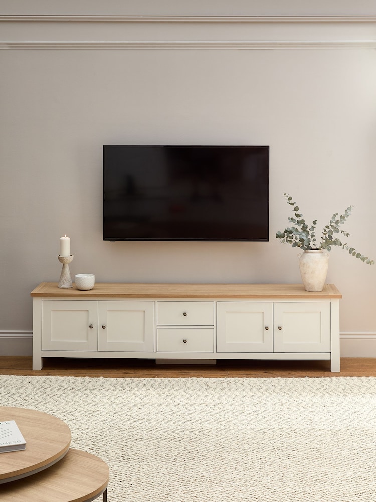 Cream Malvern Up to 90 inch Slim TV Unit - Image 2 of 9 Cream Malvern Up to 90 inch Slim TV Unit - Image 2 of 9
