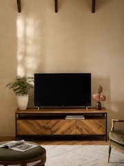 Dark Bronx Chevron Oak Effect Up to 65 inch, Floating Top TV Unit - Image 1 of 10