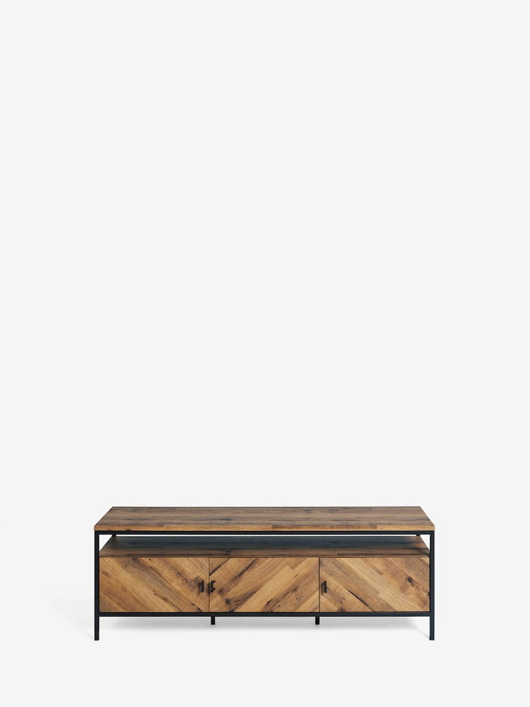 Dark Bronx Chevron Oak Effect Up to 65 inch, Floating Top TV Unit - Image 10 of 10