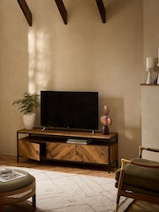 Dark Bronx Chevron Oak Effect Up to 65 inch, Floating Top TV Unit - Image 2 of 10