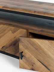 Dark Bronx Chevron Oak Effect Up to 65 inch, Floating Top TV Unit - Image 4 of 10