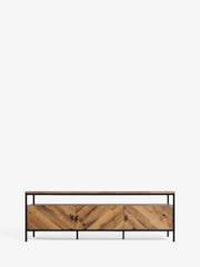 Dark Bronx Chevron Oak Effect Up to 65 inch, Floating Top TV Unit - Image 7 of 10
