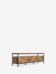 Dark Bronx Chevron Oak Effect Up to 65 inch, Floating Top TV Unit - Image 9 of 10