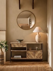 Dark Bronx Chevron Oak Effect Console Table - Image 1 of 9