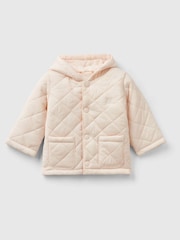 Benetton Girls Pink 100% Cotton Quilted Coat - Image 1 of 3