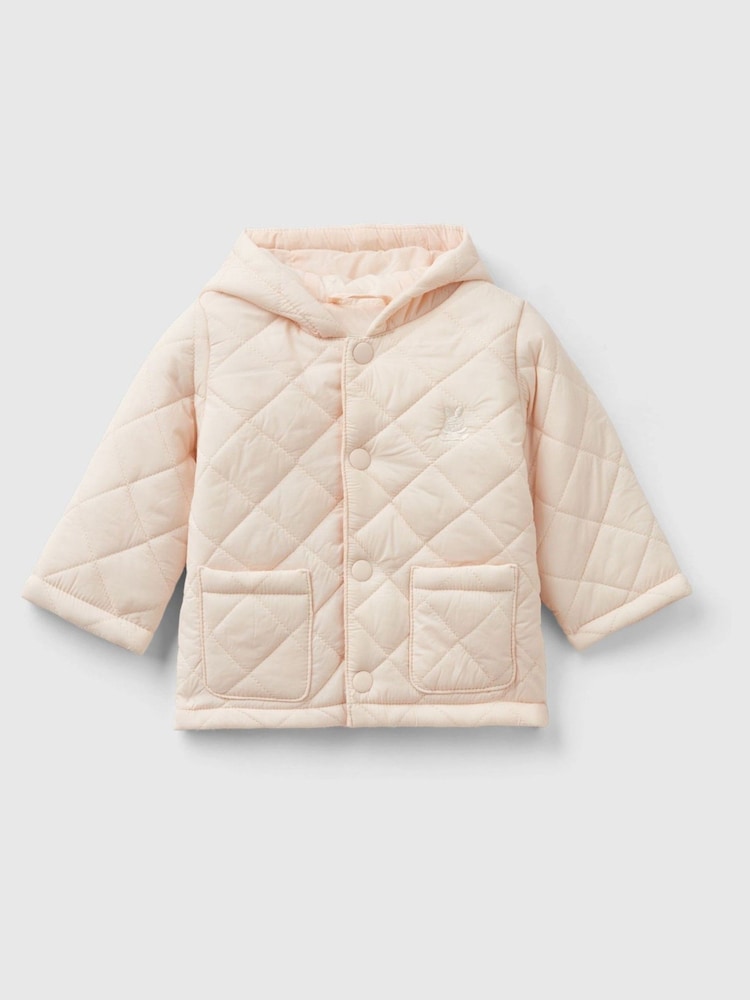 Benetton Girls Pink 100% Cotton Quilted Coat - Image 1 of 3