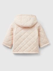 Benetton Girls Pink 100% Cotton Quilted Coat - Image 2 of 3