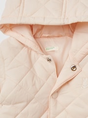 Benetton Girls Pink 100% Cotton Quilted Coat - Image 3 of 3