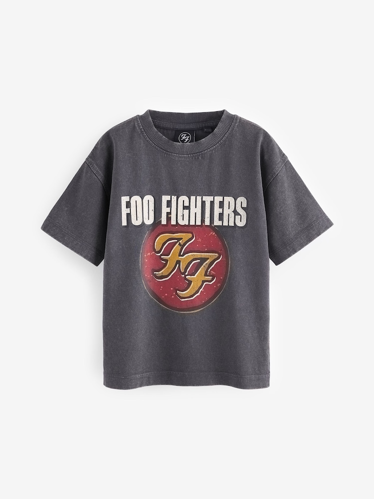 Charcoal Grey 100% Cotton Foo Fighters Short Sleeve T-Shirt (3mths-8yrs) - Image 1 of 3