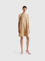 Benetton Cream Mini Linen Dress - Image 1 of 3