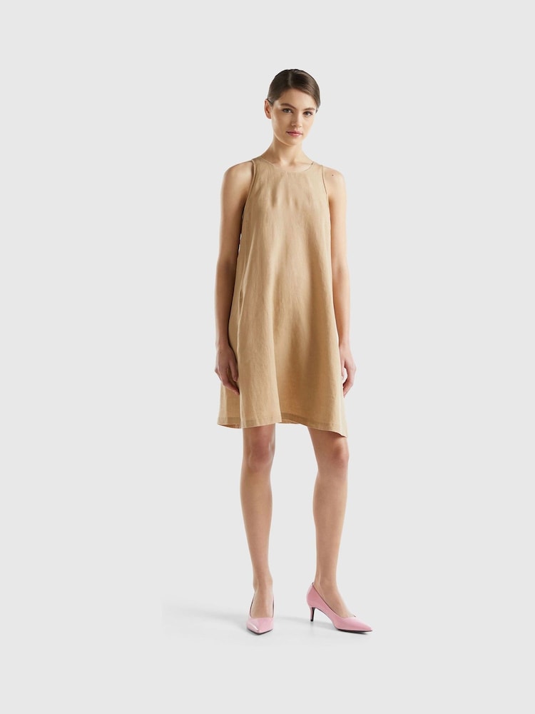 Benetton Cream Mini Linen Dress - Image 1 of 3