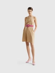 Benetton Cream Mini Linen Dress - Image 3 of 3