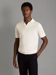 Reiss Snow Duchie Merino Wool Open Collar Polo Shirt - Image 1 of 6