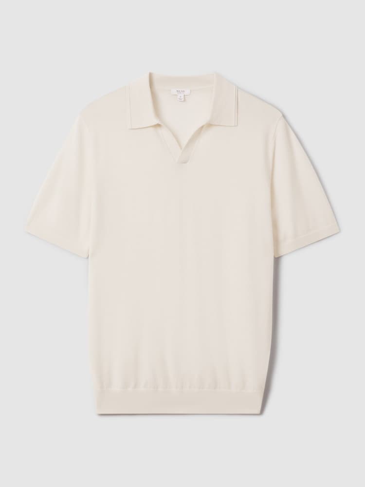 Reiss Snow Duchie Merino Wool Open Collar Polo Shirt - Image 2 of 6