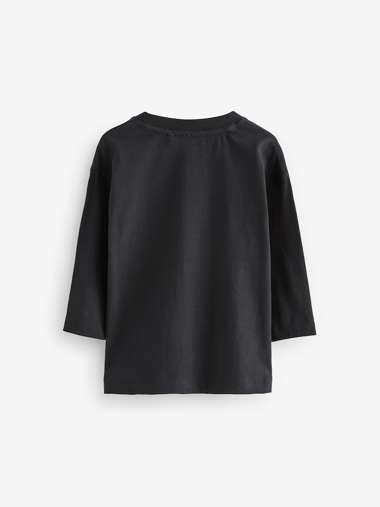 Black 100% Cotton Batman Long Sleeve T-Shirt (3mths-8yrs) - Image 2 of 3