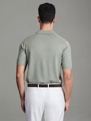 Reiss Pistachio Duchie Merino Wool Open Collar Polo Shirt - Image 4 of 4