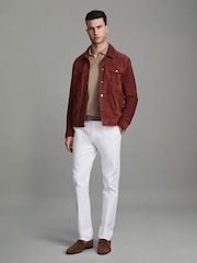 Reiss Camel Duchie Merino Wool Open Collar Polo Shirt - Image 3 of 5
