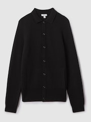 Reiss Black Kiedler Ribbed Wool Cardigan - Image 2 of 6