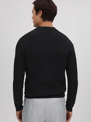 Reiss Black Kiedler Ribbed Wool Cardigan - Image 5 of 6