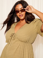 Curves Like These Texturat Flutter Sleeve Midi Rochie - Imaginea 2 din 4