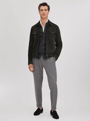 Reiss Charcoal Kiedler Ribbed Wool Cardigan - Image 3 of 6