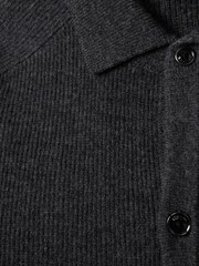 Reiss Charcoal Kiedler Ribbed Wool Cardigan - Image 6 of 6