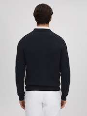 Reiss Navy Kiedler Ribbed Wool Cardigan - Image 5 of 6