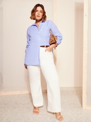 Curves Like These Blue Poplin Button Through Shirt - Image 3 of 3