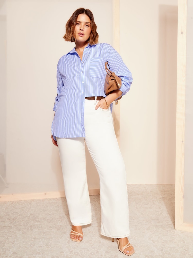 Curves Like These Blue Poplin Button Through Shirt - Image 3 of 3