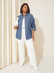 Curves Like These Blue Denim Button Through Shirt - Image 2 of 4