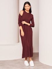 Lipsy Burgundy Red Red Petite Sleeveless Rib Midi Summer Dress - Image 1 of 4