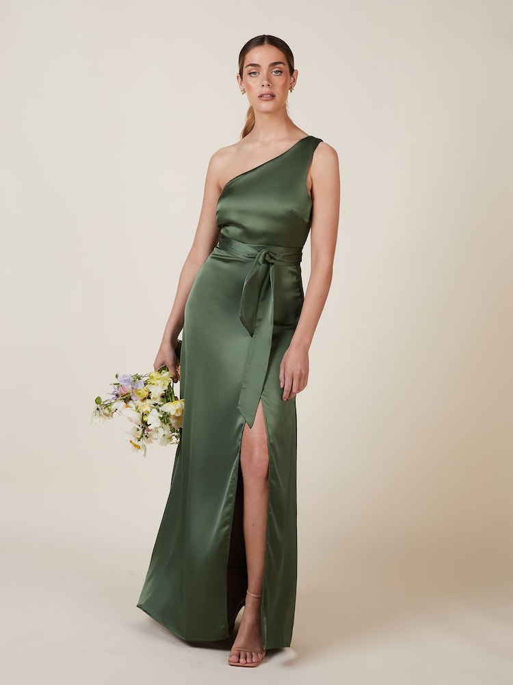 Rewritten Green Porto One Shoulder Bridesmaid Dress - Image 1 of 4 Rewritten Green Porto One Shoulder Bridesmaid Dress - Image 1 of 4