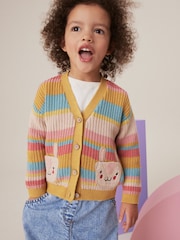 Mavrica - 100% Cotton črtast; progast Bunny pletena jopa (3mths-7yrs) - Slika 1 iz 6