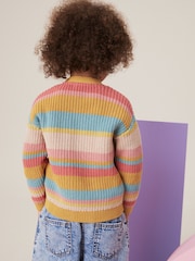Mavrica - 100% Cotton črtast; progast Bunny pletena jopa (3mths-7yrs) - Slika 3 iz 6