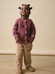 Burgunderrot - 3D-Blumen-Strickjacke (3M.–7J.) - Bild 2 von 9