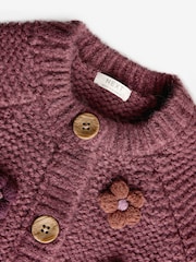 Burgunderrot - 3D-Blumen-Strickjacke (3M.–7J.) - Bild 8 von 9