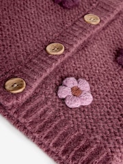 Burgunderrot - 3D-Blumen-Strickjacke (3M.–7J.) - Bild 9 von 9