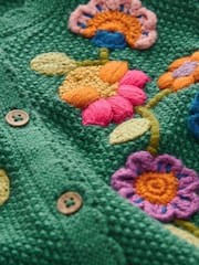 Green Floral Embroidered 100% Cotton Cardigan (3mths-7yrs) - Image 7 of 7
