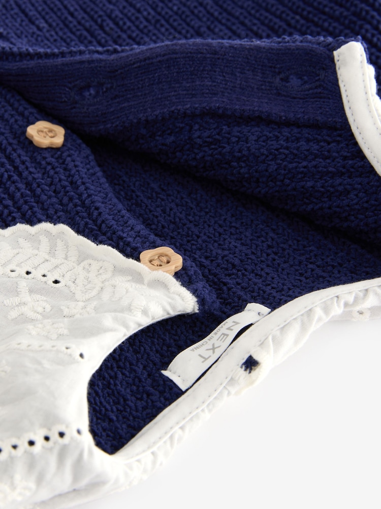 Navy Blue Collar 100% Cotton Cardigan (3mths-7yrs) - Image 2 of 3
