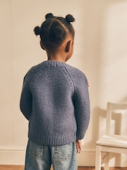 Blau - 3D-Blumen-Strickjacke (3M.–7J.) - Bild 3 von 8