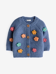 Blau - 3D-Blumen-Strickjacke (3M.–7J.) - Bild 6 von 8