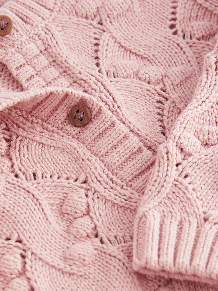 Pink Bobble Stitched Cardigan (3mths-7yrs) - Image 3 of 3 Pink Bobble Stitched Cardigan (3mths-7yrs) - Image 3 of 3