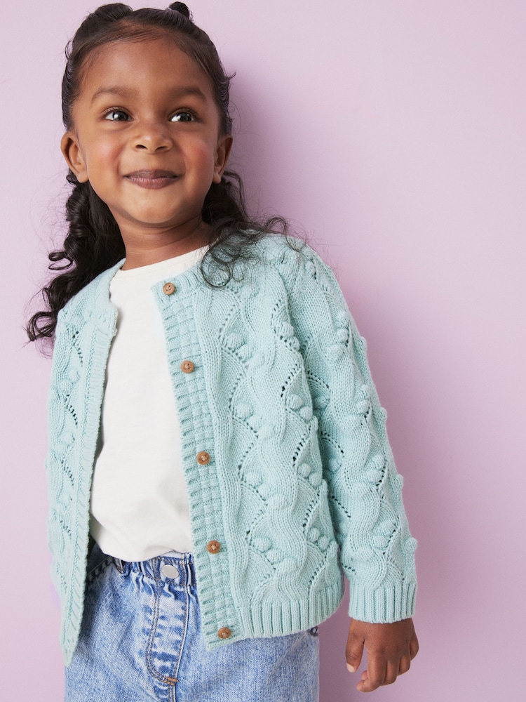 Blue Bobble Stitched Cardigan (3mths-7yrs) - Image 1 of 7 Blue Bobble Stitched Cardigan (3mths-7yrs) - Image 1 of 7
