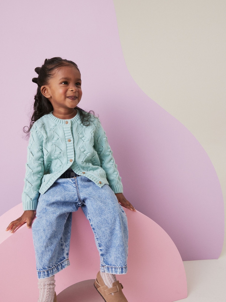 Blue Bobble Stitched Cardigan (3mths-7yrs) - Image 2 of 7 Blue Bobble Stitched Cardigan (3mths-7yrs) - Image 2 of 7
