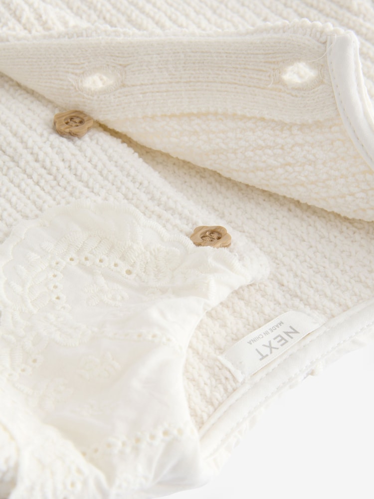 Ecru Cream Collar 100% Cotton Cardigan (3mths-7yrs) - Image 4 of 4