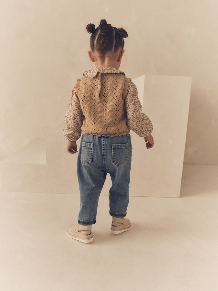 Ecru Marl Mock Layer 100% Cotton Jumper (3mths-7yrs) - Image 2 of 8 Ecru Marl Mock Layer 100% Cotton Jumper (3mths-7yrs) - Image 2 of 8