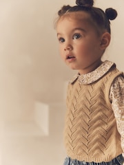 Ecru Marl Mock Layer 100% Cotton Jumper (3mths-7yrs) - Image 3 of 8