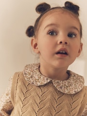 Ecru Marl Mock Layer 100% Cotton Jumper (3mths-7yrs) - Image 5 of 8