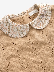 Ecru Marl Mock Layer 100% Cotton Jumper (3mths-7yrs) - Image 7 of 8